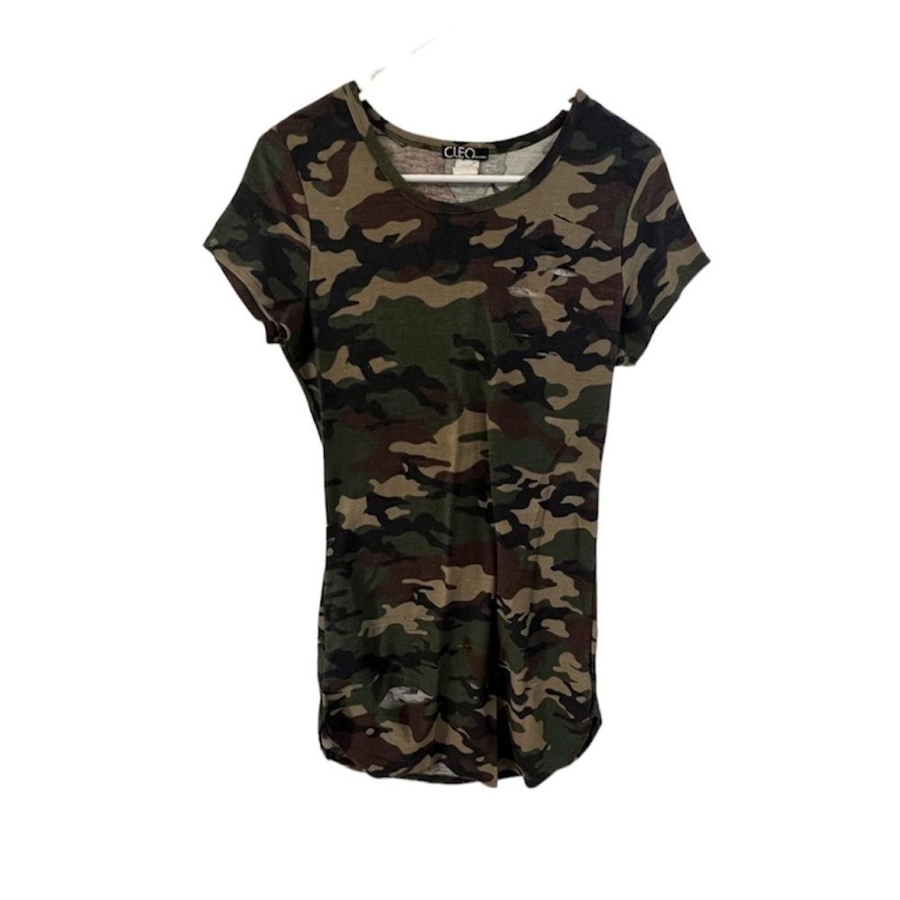 Cleo Apparel Camouflage Camo Mini Shirt Dress